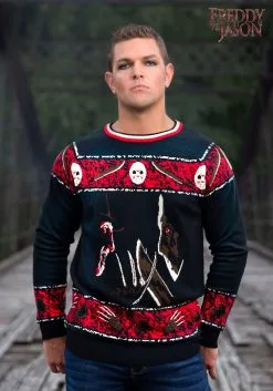 Freddy Vs Jason Ugly Halloween Pullover Sweater