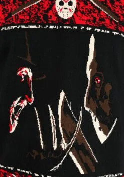 Freddy Vs Jason Ugly Halloween Pullover Sweater -Fun Place Pop Store adult freddy vs jason ugly halloween sweater 7