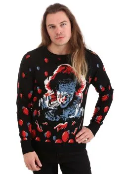 IT (2019) Pennywise Adult Ugly Sweater -Fun Place Pop Store adult it 2019 pennywise ugly sweater alt 3