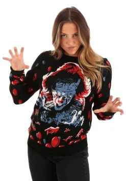 IT (2019) Pennywise Adult Ugly Sweater -Fun Place Pop Store adult it 2019 pennywise ugly sweater alt 4