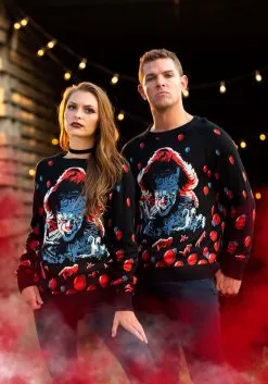 IT (2019) Pennywise Adult Ugly Sweater -Fun Place Pop Store adult it 2019 pennywise ugly sweater alt 6