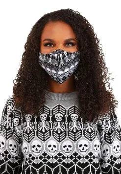 Skeletons Pattern Sublimated Adult Face Mask -Fun Place Pop Store adult skeletons pattern sublimated face mask alt 2