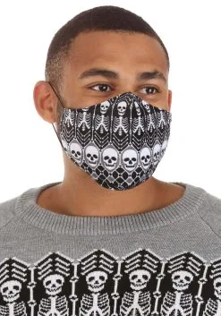 Skeletons Pattern Sublimated Adult Face Mask -Fun Place Pop Store adult skeletons pattern sublimated face mask alt 4