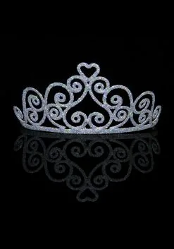 Silver Sparkle Heart Tiara For Adults