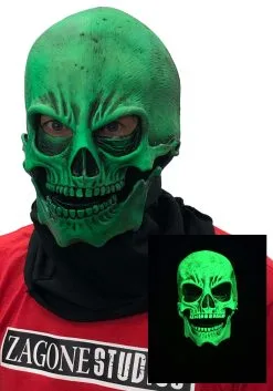 UV Green Glow Skull Adult Mask
