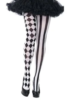 Harlequin Black And White Tights