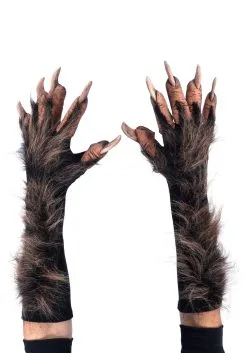 Brown Wolf Gloves For Adults