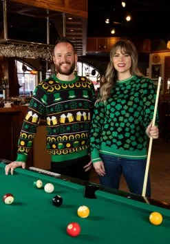Clovers All-Over Print St Patrick's Adult Sweater -Fun Place Pop Store clovers all over st patricks sweater alt 1