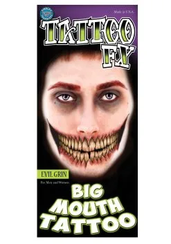 Evil Grin Big Mouth Temporary Tattoo