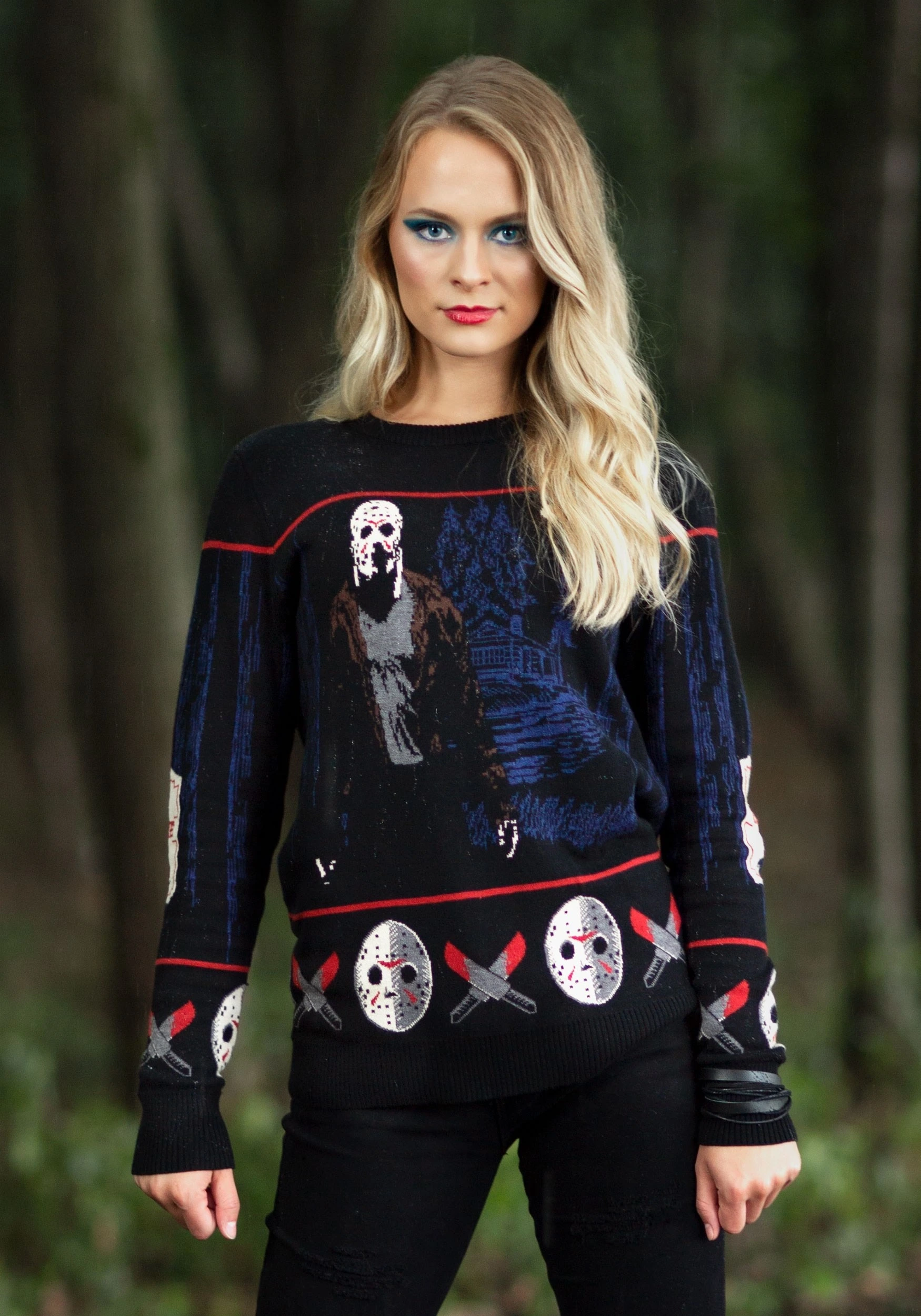 Friday The 13th Camp Crystal Lake Ugly Halloween Sweater For Adults 4 Friday The 13th Camp Crystal Lake Ugly Halloween Sweater For Adults - Image 2