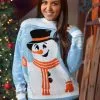 Adult Friendly Snowman Ugly Christmas Sweater -Fun Place Pop Store friendly snowman ugly christmas sweater