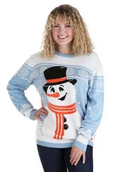 Adult Friendly Snowman Ugly Christmas Sweater -Fun Place Pop Store friendly snowman ugly christmas sweater alt 5