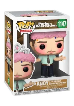 Funko POP TV: Parks & Rec- Andy As Princess Rainbow Sparkle Figure -Fun Place Pop Store funko pop tv parks rec andy as princess rainbow sparkle a1