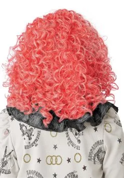 Curly Bright Red Glow In The Dark Clown Wig -Fun Place Pop Store glow in the dark bright red curly clown wig alt 2
