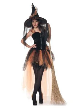 Women's Hallow's Eve Orange & Black Witch Costume