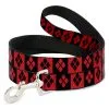 Harley Quinn Diamond Blocks Red And Black Dog Leash -Fun Place Pop Store harley quinn diamond blocks red black dog leash