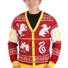Harry Potter Hogwarts Ugly Christmas Cardigan For Adults -Fun Place Pop Store harry potter hogwarts adult ugly christmas cardigan