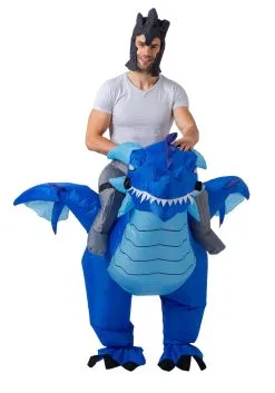 Inflatable Blue Dragon Ride-On Costume For Adult -Fun Place Pop Store inflatable adult blue dragon ride on costume alt 1