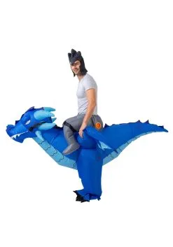 Inflatable Blue Dragon Ride-On Costume For Adult -Fun Place Pop Store inflatable adult blue dragon ride on costume alt 2
