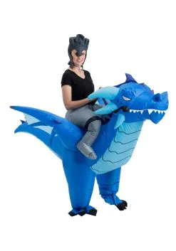 Inflatable Blue Dragon Ride-On Costume For Adult -Fun Place Pop Store inflatable adult blue dragon ride on costume alt 3