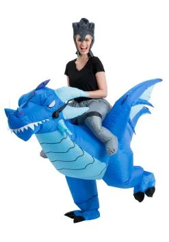 Inflatable Blue Dragon Ride-On Costume For Adult -Fun Place Pop Store inflatable adult blue dragon ride on costume alt 4