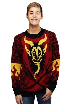 Krampus Adult's Ugly Christmas Sweater -Fun Place Pop Store mens krampus ugly christmas sweater alt 3