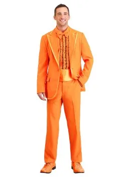 Bright Orange Tuxedo Plus Size Costume For Men -Fun Place Pop Store mens orange tuxedo plus size costume alt1