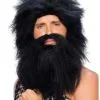 Prehistoric Black Men's Wig And Beard -Fun Place Pop Store mens prehistoric black wig and beard