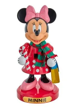 10" Minnie Mouse W/ Candy Cane Nutcracker