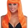 Neon Orange Long Costume Wig -Fun Place Pop Store neon orange long wig
