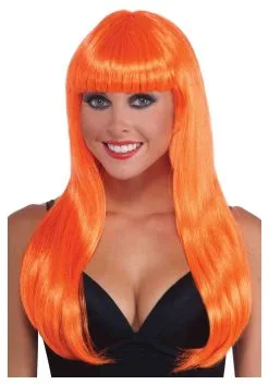 Neon Orange Long Costume Wig