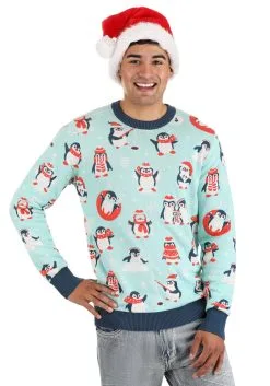 Adult Penguins Ugly Christmas Sweater -Fun Place Pop Store penguins ugly christmas sweater alt 6