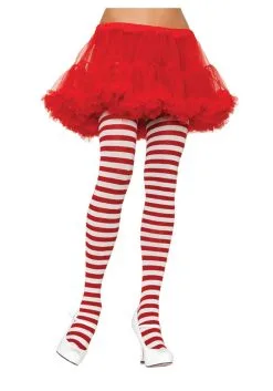 White / Red Striped Tights