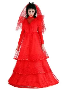 Red Gothic Plus Size Wedding Dress Costume For Women
