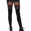 Seamless Opaque Black Faux Thigh High Tights -Fun Place Pop Store seamless opaque black thigh high tights