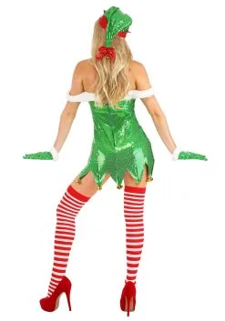 Exclusive Women's Sexy Green Glitter Elf Costume -Fun Place Pop Store sexy green glitter elf costume for women alt 1