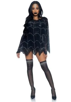 Sheer Rhinestone Spiderweb Poncho -Fun Place Pop Store sheer rhinestone spiderweb poncho alt 2