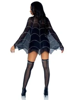 Sheer Rhinestone Spiderweb Poncho -Fun Place Pop Store sheer rhinestone spiderweb poncho alt 3