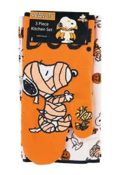 Snoopy Halloween Mummy 3 Piece Kitchen Set -Fun Place Pop Store snoopy halloween mummy 3 piece textile set alt 1