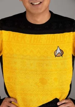 Star Trek Yellow Uniform Christmas Sweater -Fun Place Pop Store star trek yellow christmas sweater alt 4