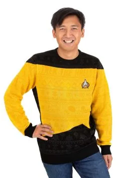 Star Trek Yellow Uniform Christmas Sweater -Fun Place Pop Store star trek yellow christmas sweater alt 6