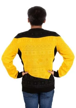 Star Trek Yellow Uniform Christmas Sweater -Fun Place Pop Store star trek yellow christmas sweater alt 7