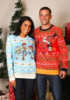 The Incredibles Red Ugly Christmas Sweater For Adults -Fun Place Pop Store the incredibles adult red ugly christmas sweater 3