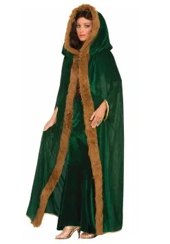 Trimmed Green Faux Fur Cape