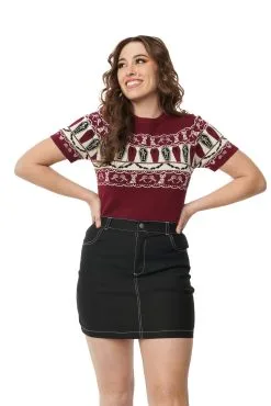 Unique Vintage Knit Fair Isle Coffin Sweater -Fun Place Pop Store unique vintage knit fair isle coffin sweater alt 2