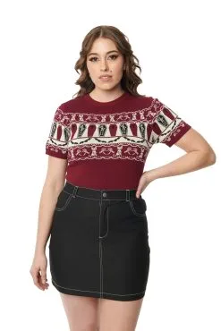 Unique Vintage Knit Fair Isle Coffin Sweater -Fun Place Pop Store unique vintage knit fair isle coffin sweater alt 3