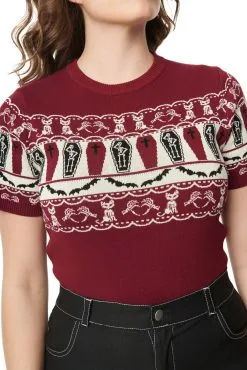 Unique Vintage Knit Fair Isle Coffin Sweater -Fun Place Pop Store unique vintage knit fair isle coffin sweater alt 4