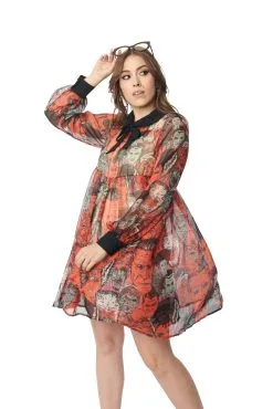 Unique Vintage Universal Monsters Women's Tie Dress -Fun Place Pop Store unique vintage universal monsters tie dress alt 2