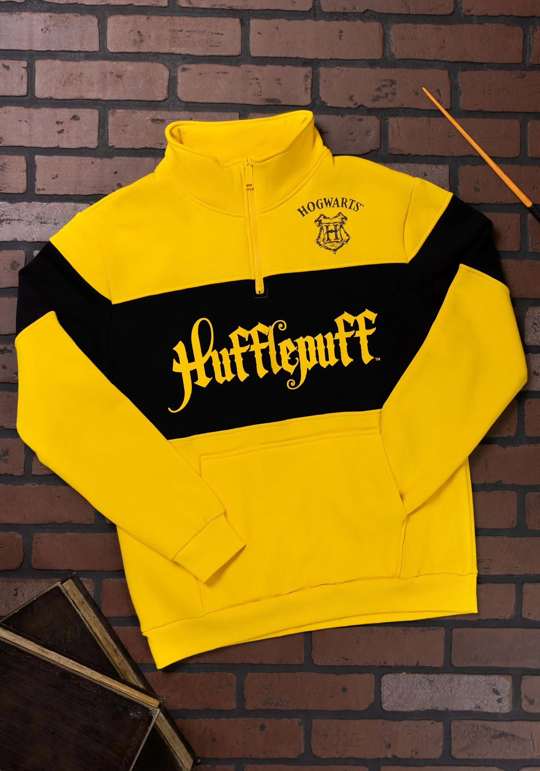 Adult Cakeworthy Unisex Hufflepuff 1/4 Zip Sweater 4 Adult Cakeworthy Unisex Hufflepuff 1/4 Zip Sweater - Image 2