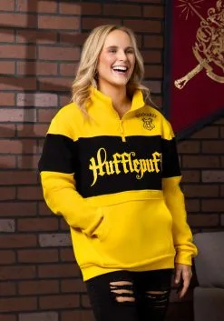 Adult Cakeworthy Unisex Hufflepuff 1/4 Zip Sweater 12 Adult Cakeworthy Unisex Hufflepuff 1/4 Zip Sweater -Fun Place Pop Store unisex hufflepuff 1 4 zip sweater alt 4